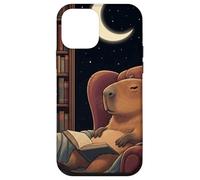 Sleepy Capybara Book Lover Noche Biblioteca Luna Carcasa para iPhone 12 Mini