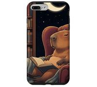 Sleepy Capybara Book Lover Noche Biblioteca Luna Carcasa para iPhone 7 Plus/8 Plus