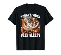 Sleepy Cat For Women Men & Kids Fall Vibes For Kitten Lover Camiseta