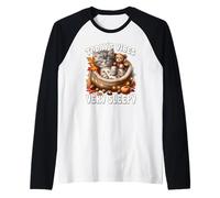 Sleepy Cat For Women Men & Kids Fall Vibes For Kitten Lover Camiseta Manga Raglan