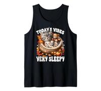 Sleepy Cat For Women Men & Kids Fall Vibes For Kitten Lover Camiseta sin Mangas