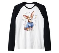 Sleepy Chihuahua Stars and Moon Dog Lover Pijama para Dormir Camiseta Manga Raglan