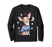 Sleepy Chihuahua Stars and Moon Dog Lover Pijama para Dormir Manga Larga