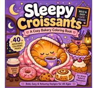 Sleepy Croissants - A Cozy Bakery Coloring Book: Bold and Easy Coloring Book with 40 Adorable Pages of Cute Sleeping Pastries, Sweet Cakes & Coffee ... Teens and Kids for Stress Relief & Relaxation