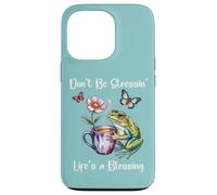 Sleepy Cute Frog Dont Be Stressin Lifes a Blessing Butterfly Carcasa para iPhone 13 Pro