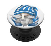 Sleepy GNOME Grandpa with Striped PJ and Candle Night Light PopSockets PopGrip Adhesivo