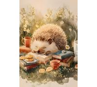 Sleepy Hedgehog Composition Notebook: Cozy Cottagecore Writing Book with a Woodland Tea Party Cover | 6 x 9 Wide-Ruled Pages with Margin for Women, Teens, Readers and Animal Lovers