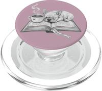 Sleepy Puppy en Libro Abierto con café para lectores PopSockets PopGrip para MagSafe