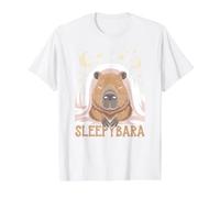 Sleepybara Nap Capybara Dormir Bajo Manta Estrellas Luna Camiseta gráfica económica
