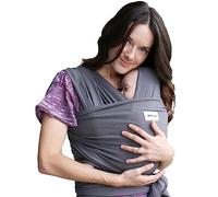 SleepyWrap Fular portabebé para recién nacidos - Porta bebés manos libres, Fular porteo elastizado y ergonómico, Marsupio bebé liviano para niños de entre 3 y 15 kilos (gris)