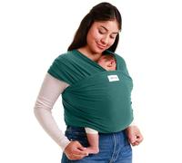 SleepyWrap Fular portabebé para recién nacidos - Porta bebés manos libres, Fular porteo elastizado y ergonómico, Marsupio bebé liviano para niños de entre 3 y 15 kilos (verde oscuro)