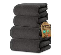 SLEEPZEN - Juego de Toallas de Baño 2X 50x100 + 2X 70x140 - Gris, en Algodón Orgánico Certificado Gots - 500 g/m² - Ultra absorbentes - Extra Suaves - Fabricadas en Portugal - Certificadas Oeko-Tex