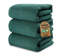 SLEEPZEN - Juego de Toallas de Baño 30x50, Juego de 3 - Teal, en Algodón Orgánico Certificado Gots - 500 g/m² - Ultra absorbentes - Extra Suaves - Fabricadas en Portugal - Certificadas Oeko-Tex