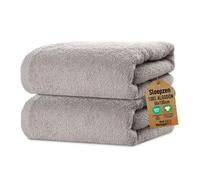SLEEPZEN - Juego de Toallas de Baño 50x100, Juego de 2 - Beige, en Algodón Orgánico Certificado Gots - 500 g/m² - Ultra absorbentes - Extra Suaves - Fabricadas en Portugal - Certificadas Oeko-Tex