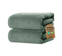 SLEEPZEN - Juego de Toallas de Baño 50x100, Juego de 2 - Green Bay, en Algodón Orgánico Certificado Gots - 500 g/m² - Ultra absorbentes - Extra Suaves - Fabricadas en Portugal - Certificadas Oeko-Tex