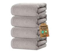 SLEEPZEN - Juego de Toallas de Baño 70x140, Juego de 4 - Beige, en Algodón Orgánico Certificado Gots - 500 g/m² - Ultra absorbentes - Extra Suaves - Fabricadas en Portugal - Certificadas Oeko-Tex