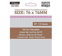 Sleeve Kings - Fundas estándar para cartas, 110 unidades, transparentes, 60 micras de grosor, tamaño mediano, formato cuadrado (76 x 76 mm), compatible con Hogwarts Battle y más