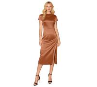 Sleeveless Backless Maxi Dress for Wedding Guest with Cowl Neck Open Back and Silk Tie Formal Prom Dresses for Women(Brown,M)