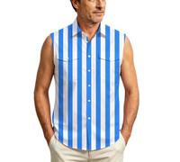Sleeveless Plaid Shirt For Beer Festival Casual Breathable Woven Shirt For Summer Events, Camisa a Cuadros sin Mangas, Transpirable, Festival, Verano, Hombre.