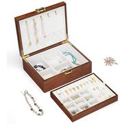 Slege Joyero Mujer de Madera,Hecho a Mano 2 Capas Caja de Joyería, Organizador Joyas,Porta Joyas,Regalo para Mujeres y Niñas,Caja Joyero para Collares,Aretes,Pulseras y Anillos