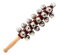 Sleigh Bells - Wooden Handle Handheld Jingle Instrument, Multi Bell Cluster Design, Build, Easy Shake Performance | School Music Activities, Rhythm Training, Kids Learning Toy