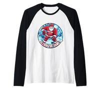 Sleigh The Game Ice Hockey Player Christmas Santa Lover Xmas Camiseta Manga Raglan