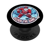 Sleigh The Game Ice Hockey Player Christmas Santa Lover Xmas PopSockets PopGrip Adhesivo