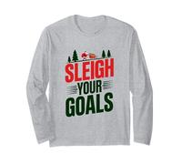 Sleigh Your Goals Santa Merry Christmas Motivación Citas Manga Larga