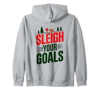 Sleigh Your Goals Santa Merry Christmas Motivación Citas Sudadera con Capucha