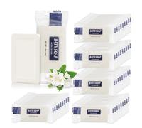SLequipo Jabón en Pastilla a Granel, 50 Paquetes de Mini Pastillas de Jabón a Granel Envueltas Individualmente, 0.5 oz Jabón de Viaje Pequeños Jabones de Hotel Tamaño de Viaje para el Baño de Huéspede