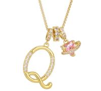 SLERFT Collar Con Colgante De Letra Inicial De La a a La Z De Oro De 3 Capas, Collar Con Monograma De Corazón Personalizado(#Q)