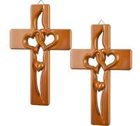 SLERFT Cruz De Matrimonio, Decoración De Pared Con Cruz De Madera, Cruces De Corazones Con Manos Entrelazadas Para San Valentín Y Navidad, Arte Cristiano De Pared Hecho a Mano, Cruces De Boda(Wood*2)