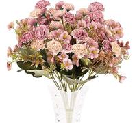 SLFYEE 4pcs Ramo de Flores Artificiales Claveles de Seda 5 Rama con 11 Flor Peonía Pequeña Vintage Flores Artificiales Decoracion Jarrones para Hogar Boda Centro de Mesa Interior Floral Color Rosa