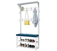 SLGGPJBU Árbol de pasillo con banco y almacenamiento de zapatos, perchero con tapizado y ganchos, árbol de metal multifuncional, para entrada, pasillo, vestíbulo, dormitorio