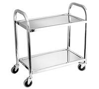 SLGGPJBU Carrito de acero inoxidable de 2/3 niveles con ruedas de bloqueo, carrito de servicio rodante para hotel, restaurante, hogar, estante de almacenamiento desmontable