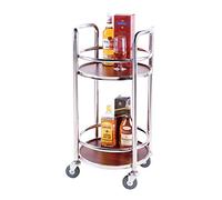 SLGGPJBU Carrito de almacenamiento para hotel, carrito de comedor de almacenamiento rodante, carrito de cocina de metal móvil de 2 niveles, coche de entrega de acero inoxidable/acero inoxidable +