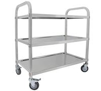 SLGGPJBU Carrito de cocina de acero inoxidable de 3 niveles, carrito de cocina con ruedas de bloqueo, carrito de almacenamiento de catering, para hoteles, restaurantes