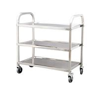 SLGGPJBU Carrito de comedor de acero inoxidable de 3 capas, carrito de té rodante para servir almacenamiento y herramientas de postre, muebles móviles de hotel y restaurante