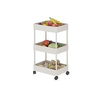 SLGGPJBU Carrito de servicio de bambú de 3 niveles con ruedas bloqueables y encimera ranurada para almacenamiento, diseño en forma de L, carrito móvil de 31,5 x 50 x 60,5 cm