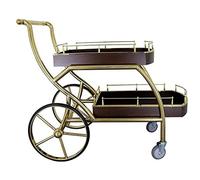 SLGGPJBU Carrito de servir, carrito de metal para servir, carrito de servir de madera, carrito de servicio de 2 niveles, carrito de bar para servir té con 4 ruedas, adecuado para restaurante, hotel