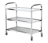 SLGGPJBU Carro de almacenamiento de cocina de acero inoxidable con 3 estantes y ruedas para catering y servicio