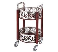 SLGGPJBU Carro de bebidas de acero inoxidable de doble capa, carrito de aperitivos móvil, carga de 50 kg, carrito de servicio de hotel