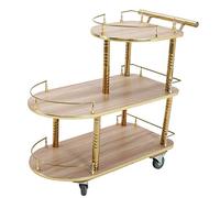 SLGGPJBU Carro de servir de 3 capas, carrito de té de acero inoxidable, bandeja de madera, carrito de herramientas de almacenamiento móvil, muebles de hotel y restaurante