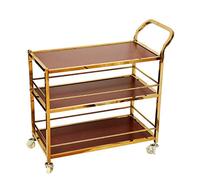 SLGGPJBU Carro de servir de 3 capas, carrito de té de acero inoxidable, bandeja de madera, carrito de herramientas de almacenamiento móvil, muebles de hotel y restaurante