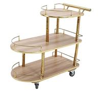 SLGGPJBU Carro de servir de 3 capas, carrito de té de acero inoxidable, bandeja de madera, carrito de herramientas de almacenamiento móvil, muebles de hotel y restaurante