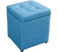 SLGGPJBU Cubo de almacenamiento, asiento pequeño de cubo, taburetes y s con almacenamiento, reposapiés, baúl de juguete acolchado de espuma viscoelástica para ahorrar espacio, lino azul