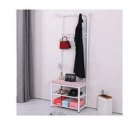 SLGGPJBU Exquisito perchero para ropa de entrada, perchero, banco de zapatos 4 en 1 con estante de almacenamiento de metal, estante de 2 niveles, estante de almacenamiento, estantes de almacenamiento,