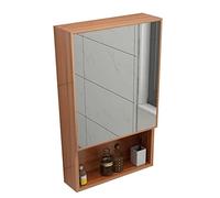 SLGGPJBU Gabinetes de espejo de baño, armarios de almacenamiento de pared impermeables para baño, caja de espejo de aluminio, combinación de gabinetes de baño, 40 x 11 x 65 cm, color marrón