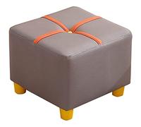 SLGGPJBU Otomana cuadrada pequeña con pies antideslizantes, taburete de tela técnica impermeable para sala de estar, dormitorio, reposapiés bajo apilable, sofá otomano, color blanco