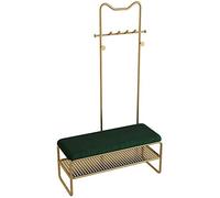 SLGGPJBU Perchero con banco para zapatos, 4 en 1, perchero y banco de almacenamiento de zapatos con 8 ganchos, marco de metal para muebles para el hogar